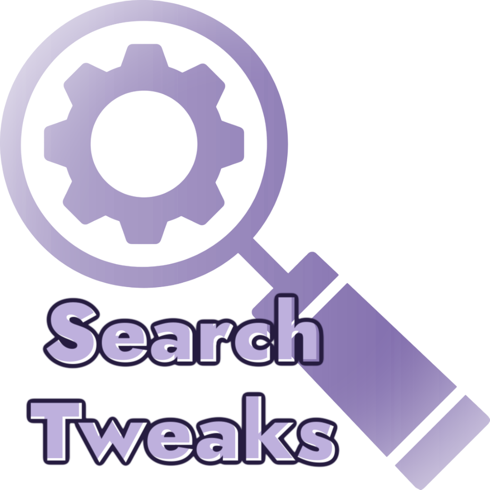 The logo for SearchTweaks. It's a stylized gear and magnifying glass and includes the words 'Search Tweaks'.